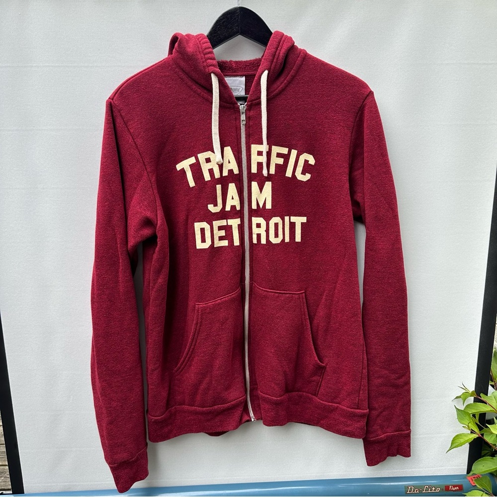 Traffic Jam Detroit Zip Up Hoodie Pure Detroit Brand Apparel Size L Made in USA